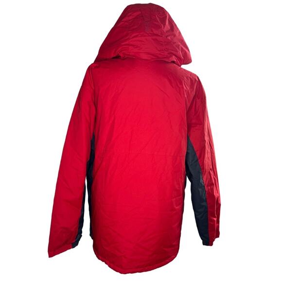 Columbia Men's Red Grey Sportswear Outwear Puffer Jacket Removable Hood Bright - Picture 2 of 9